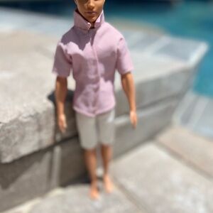 BARBIE Fashionista Ken Doll in a retro 1960’s Beach Look blonde hair blue eyes